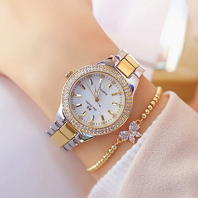 Crystal Diamond Gold Watch for Women